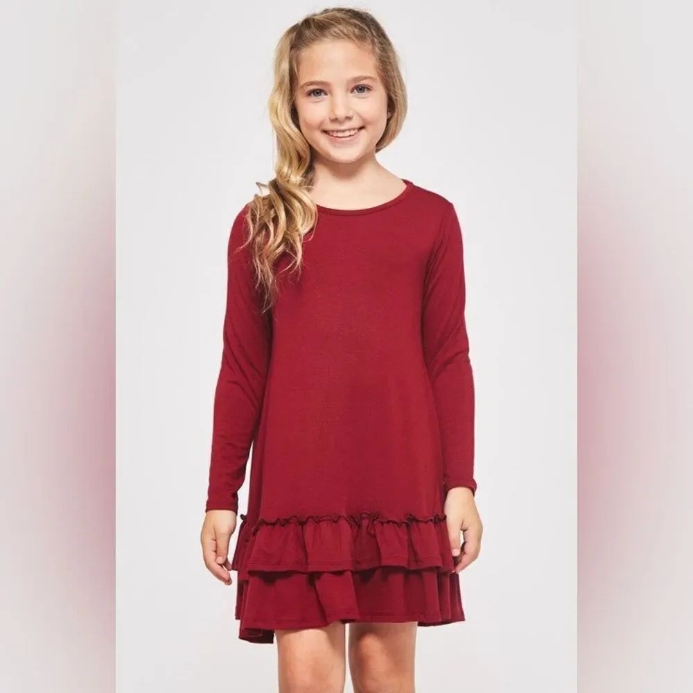🍑G to G Maroon Long Sleeve Dress Youth Large